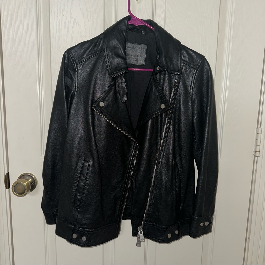 Allsaints Ryder Biker Leather Jacket In Size 2 (Xs/S)